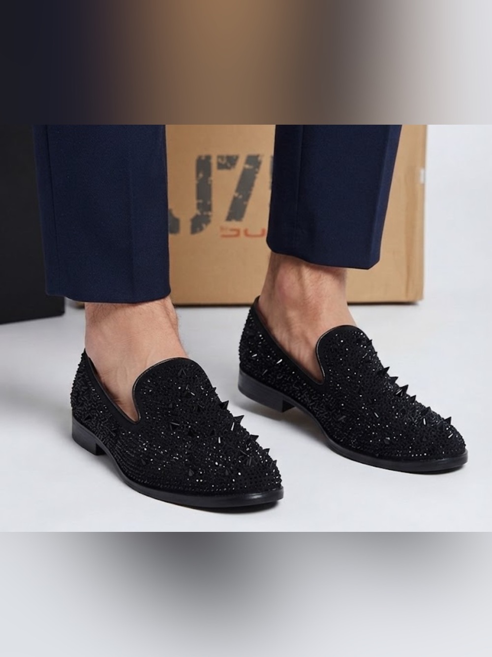 New authentic J75 by Jump men’s studded black loafers sz MISMATES 8.5 9 DISPLAY